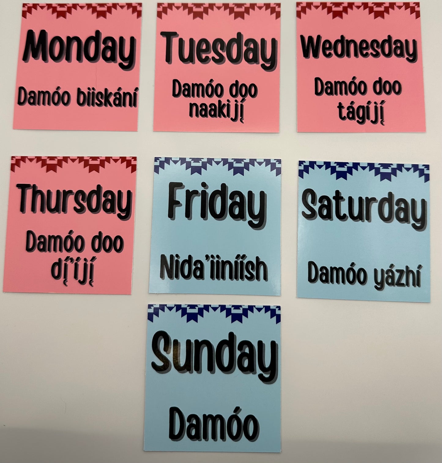 Hanging Navajo Calendar Pocket Chart (English and Navajo)