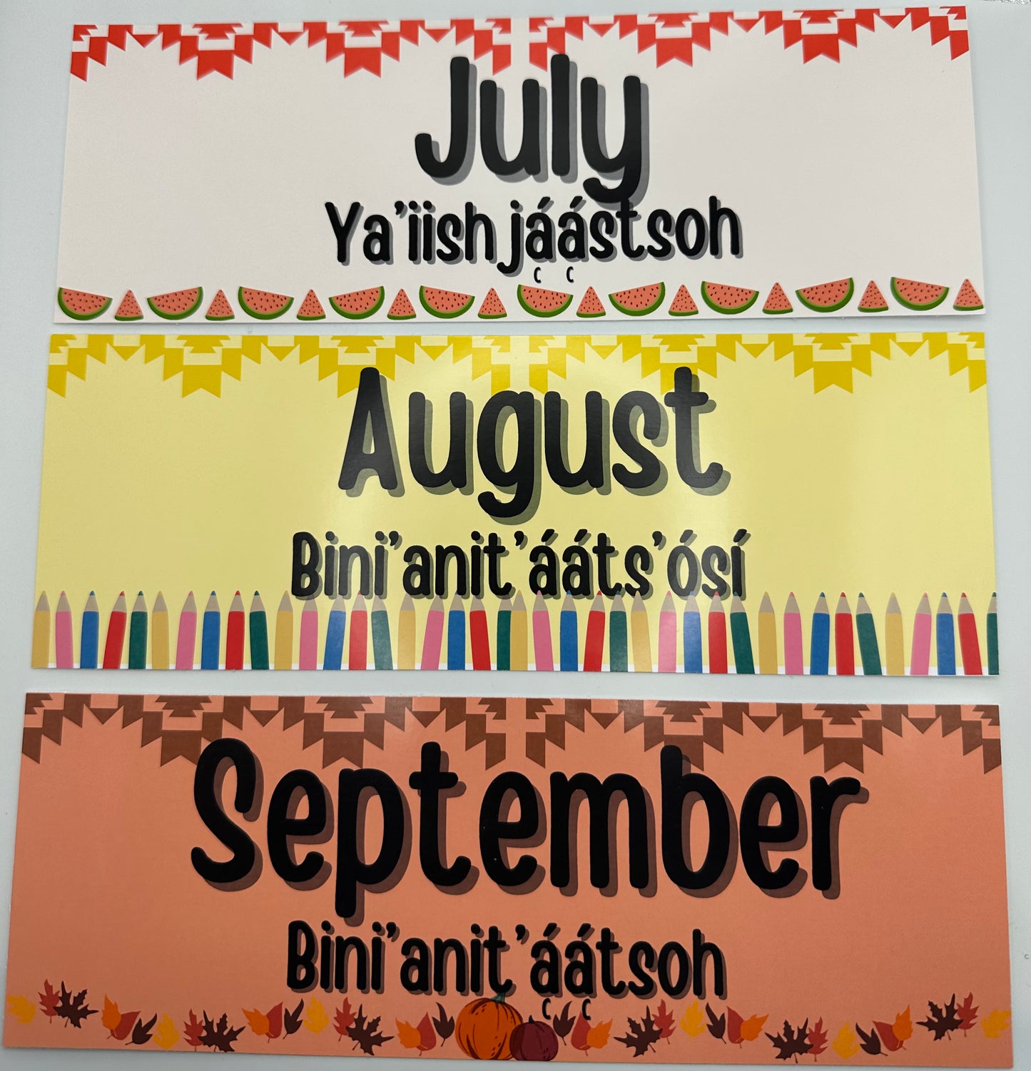 Hanging Navajo Calendar Pocket Chart (English and Navajo)