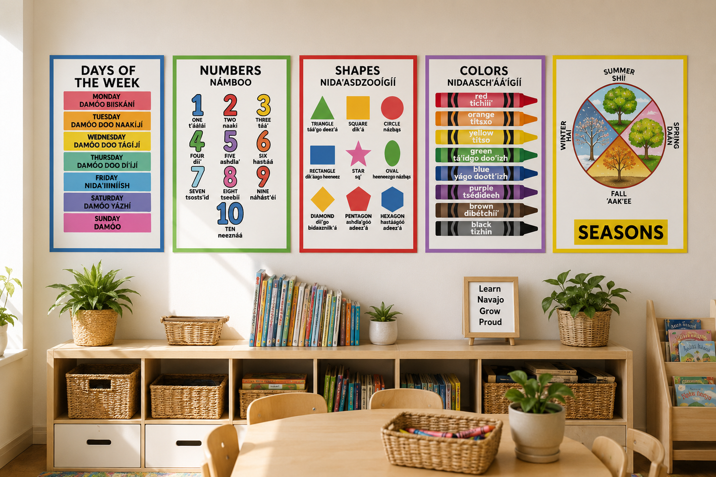 Navajo Learning Poster Set | Laminated Educational Posters | 17” x 23” Classroom & Homeschool Decor
