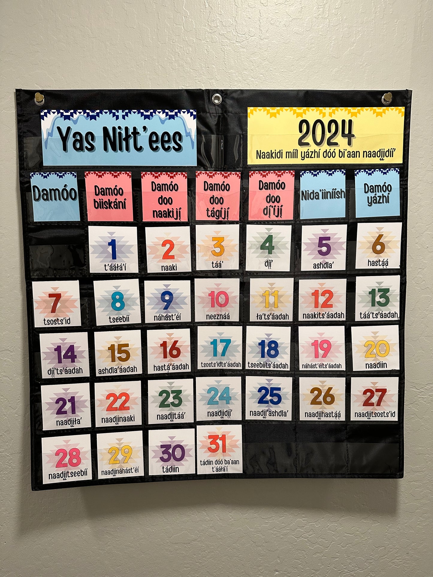 Hanging Navajo Calendar Pocket Chart (Navajo only)