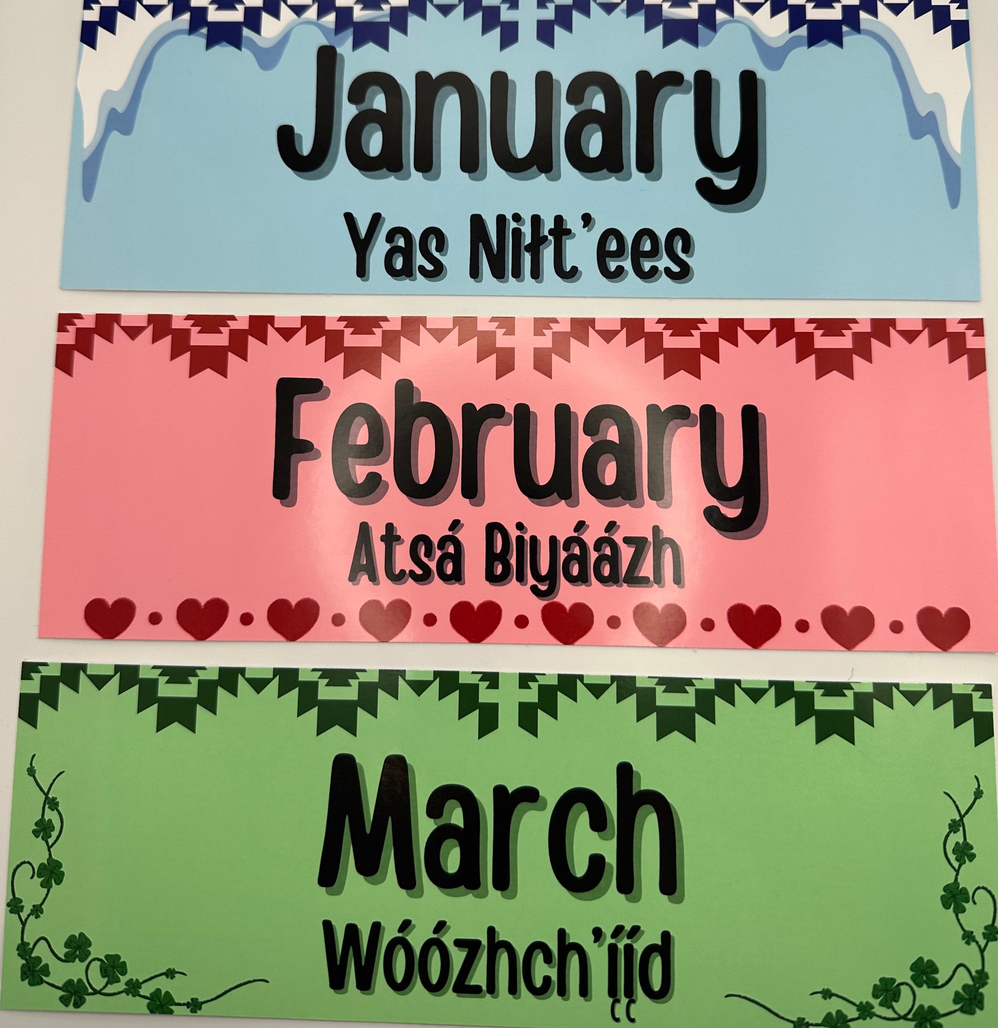 Hanging Navajo Calendar Pocket Chart (English and Navajo) Navajo