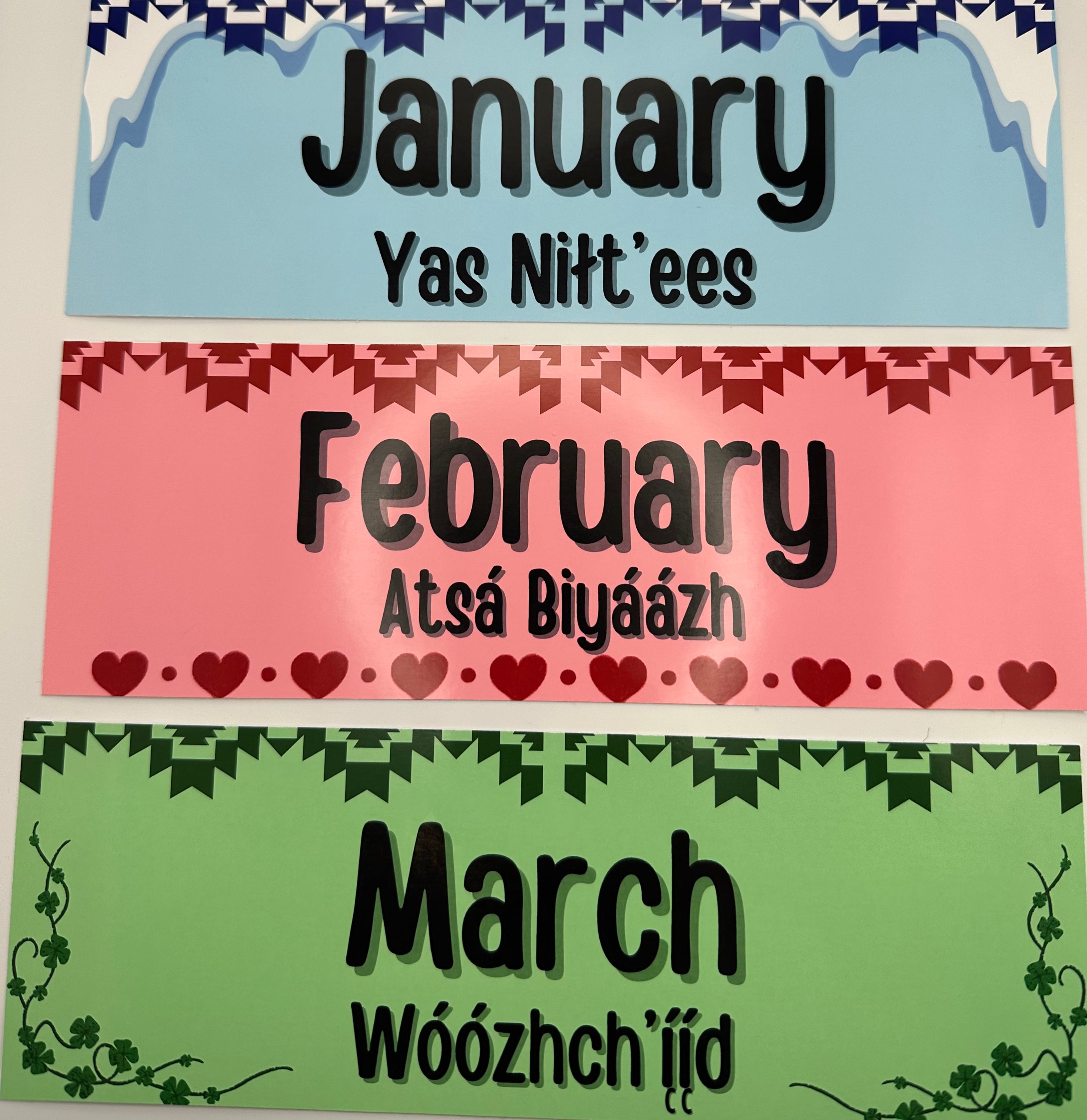 Hanging Navajo Calendar Pocket Chart (English and Navajo) โ Navajo