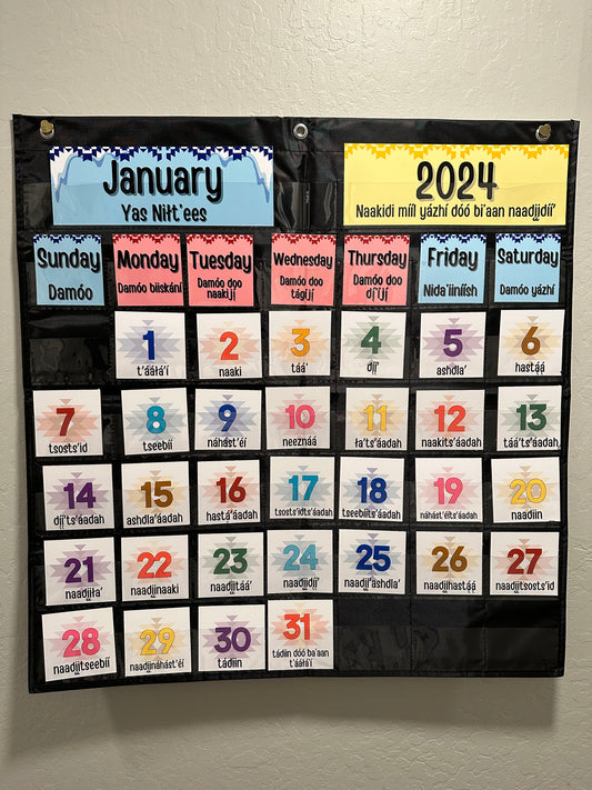 Hanging Navajo Calendar Pocket Chart (English and Navajo)